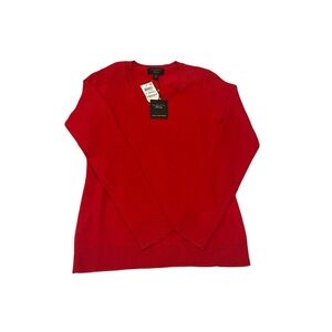 NWT Charter Club Luxury 100% Cashmere V-Neck LS Red Sweater Sz XS Valentine’s